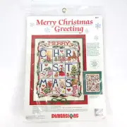 Dimensions Merry Christmas Greeting Cross Stitch Kit #8439 Vintage Susan Winget
