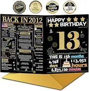 Joycard 13th Birthday Card with Envelope, 13th Birthday Decorations for Girls Boys, 13th Birthday Gifts for Daughter Son, Happy Birthday Cards for 13 Year Old Grandson Granddaughter, Back in 2012