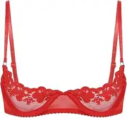 [GRRKDFQ] Women's Erotic Costumes Lace Half Cup Bra Open Bra