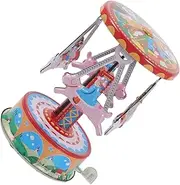 PERSELOSO Vintage Wind Up Clockwork Carousel for Safe Plaything Design Encourages Crawling and Walking for Room