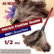 Anti Static Ostrich-Feather Duster Wooden Duster Dust Cleaning Handle Brush ToDX