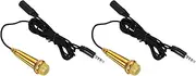 sourcing map 2Pcs Mini Microphone Tiny Microphone Portable Microphone Mini Mic for Singing Voice Recording Video for Phone Computer Notebook Gold