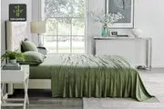 Ovela 100% Natural Bamboo Bed Sheet Set (Oil Green, Single)