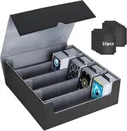 LALAASHHOP Trading Card Storage Box, Leather Magnetic Closure Commander Deck Case for Trading Cards 2400+, Fit for YuGiOh, MTG and Sport Cards