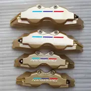 Upgrade Your BMW with 4pcs Universal ABS Plastic Disc Brake Caliper Covers & Performance Logo Stickers Golden color 2 Pcs Size M And 2 Pcs Size S