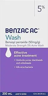 [Benzac] AC Moderate Strength 5% Acne Wash, With Benzoyl Peroxide, Kills Acne Bacteria, For Face & Body, Dermatologist Tested