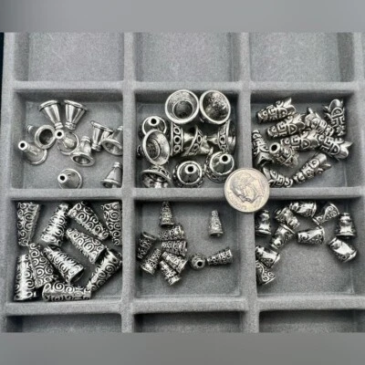 60 pcs/30 pairs bead caps silver cones high quality jewelry making findings