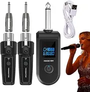 Mic Transmitter and Receiver,10 Channels Wireless Adapter for Dynamic Microphone | Plug-on Transmitter and Receiver for Guitar Bass Electric Instruments