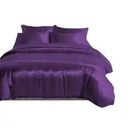 1000TC Silk Satin Single/KS/Double/Queen/King/SK Size Bed Cover Set Purple