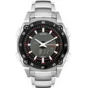 SEIKO Sportura SNJ019 Chrono Watch Steel Analog Digital Duo Dual Display Hybrid