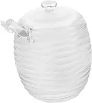 UTHCLO 1Set Clear Glass Honey Jar with Dipper Compact Honey Dispenser for Easy Storage for Honey Syrups and Beverages Prevents Smell Pollution Stylish Kitchen Essential