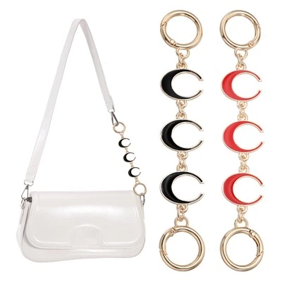 Bag Extender Chain, 2 Pcs Purse Strap Moon Shape Chain, Black/Red