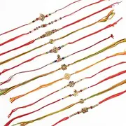 [Saptrishi] Traditional Handmade Rakhi For Brothers | Designer Rudraksha, Pearl, & Beaded Wrist Bands| Thread For Bhaiya, Bhabhi | Elegant Handcrafted Bracelet For Raksha Bandhan