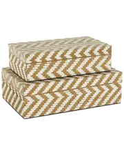 Peyton Lane Set Of 2 Geometric Paper Handmade Woven Zig Zag Storage Decorative Box