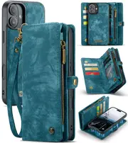 CaseMe 2in1 iPhone 16+ Plus Detachable Case Leather Wallet Cover Apple [Teal Green]