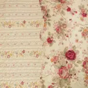 NEW!~ COZY COUNTRY SHABBY PINK PURPLE GREEN BLUE YELLOW ROSE LEAF QUILT SET