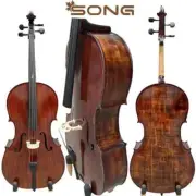 Solid Wood Cello 4/4 full size,Dark Brown, Master Sound, Oil Varnish,Mellow tone