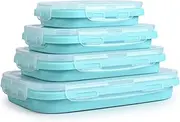 Tongke Collapsible Silicone Food Container, Lunch Box Set of 4 with Lids, BPA Free for Outdoor Camping, Hiking, Picnic