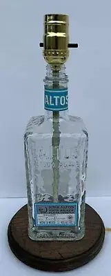 Beautiful Altos Tequila Liquor Bar Bottle Lounge TABLE LAMP Light w/ Wood Base