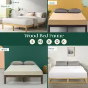 Wood Bed Frame Queen Double King Single Solid Wooden Base Platform Bed - Zinus