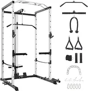 GarveeLife Power Cage with LAT Pulldown, Multi-Functional Power Rack with Cable Pulley System and J-Hooks, Squat Rack with Dip Bars and Landmine Attachment, Weight Cage for Home Gym Equipment…