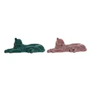 Decorative Figure Dkd Home Decor 36 x 17.5 x 13.3 Cm Tiger Green Resin Light Pink Flocked