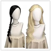 Women Cosplay Wig Synthetic Hair Wigs Black Braid for Elphaba Blonde Long Wavy for Glinda Party Costume Halloween Wigs