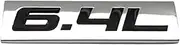 KBTBSCCPLG Metal Car Styling 6.4L Logo Emblem Wing Side Badge Trunk Sticker Decal Accessories Car Logo(Silver with B)