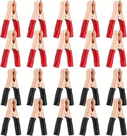 GTNCE Pack of 20 Alligator Clips, Car Battery Crocodile Clips 50A, Jump Starter Battery Clips, Pure Copper with Soling Sheath Battery Clips, Alligator Clips for Jump Leads (Black, Red)