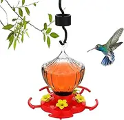 Outdoor Hummingbird Feeder, 16 Oz Hanging Bird Feeder, 7.28x7.09 Inches, 5 Flower Feeding Ports, Built-in Ant Guard, Bee-Proof Design, Leak-Resistant Dispenser for Garden