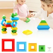 Pyramid Stacking Nesting Building Blocks Sensory Blocks for Preschool Kids ZR