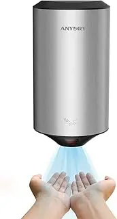 anydry Automatic Hand Dryer Electric Compact High Speed Hand Dryer Brushed Stainless Steel 1350W
