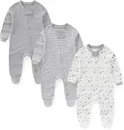 [JELYLOVE] Unisex Zipper Baby Footies Rompers Long Sleeve 3 Pack Infant Boy Girl Jumpsuits 0-12Months Babies Outfits
