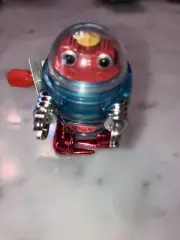 Licensed by Tomy Z WindUps Mini Robot Blue Silver Arms Red Feet Rare “Sparky”