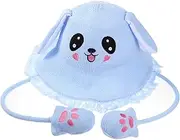 CHILDWEET 1pc Rabbit Ears Hat Sun Hat Stuffed Animals Bunny Outdoor Hat Rabbit Jumping Ear Hat Children Hat Sunblock Infant Bucket Hat Summer Hat Kids Hats Straw Cartoon Hat Toddler Clothing Blue