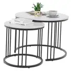 Coffee Table Faux Marble Nesting Table for Small Place 2 Sets Modern