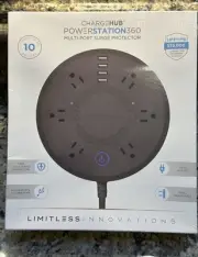 Charge Hub Power Station 360 Multi Port Surge Protector 4X USB 6X AC Outlets NEW