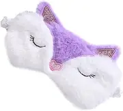 NIYANGLE 1Pc Plush Fox Eye Mask Lightweight Travel Eye Patch for Comfortable Sleep for Airplanes and Trains Cute and Washable Design for Men Women and