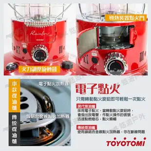 TOYOTOMI對流型煤油暖爐紅RL-25M-R彩虹煤油暖爐保暖電子點火免插電日本製露營 現貨 廠商直送