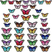40pcs Butterfly Iron on Patches, 2 Size Embroidered Sew Applique Repair Patch