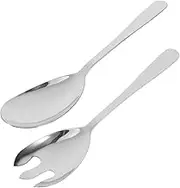 FUNOMOCYA 2pcs Stainless Steel Salad Serving Set Extended Thickened Fork and Spoon Utensils for Buffet and Dining Tables Versatile Kitchen Tool for Salads and Main Dishes