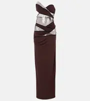 [Nensi Dojaka] Nensi Dojaka Sequined draped gown AU 14 black