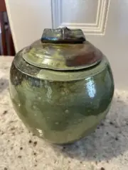DeLoach Glazed Raku Lidded Jar - Signed