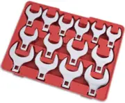 14-Piece Premium 1/2" Drive Jumbo Crowfoot Wrench Set, Chrome Vanadium Steel, In