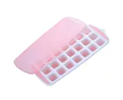Silicone 21/36 Grids Ice Cube Making Tray Mold DIY Jelly Juice Mould with Lid-Pink - Pink