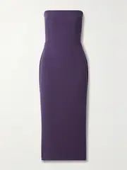 [Alex Perry] Alex Perry - Strapless Stretch-crepe Midi Dress - Purple - UK 12 UK 12 Purple