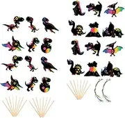 6 Sets Boys and Girls Scratch Paper Art Dinosaur Party Favors Creative Handmade Craft Set