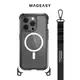 MAGEASY iPhone 15 Odyssey M STRAP頂級磁吸超軍規防摔掛繩手機殼/ 支援MagSafe/ 皮革黑/ 6.1吋 Pro