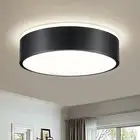 Black Flush Mount Ceiling Lights, Dimmable 5CCT Modern LED Ceiling Light Fixt...