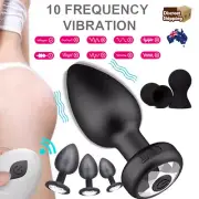10-Speed Anal Butt Plug Vibrator Clitoral Massager Anal Sex Toy for Men Women AU